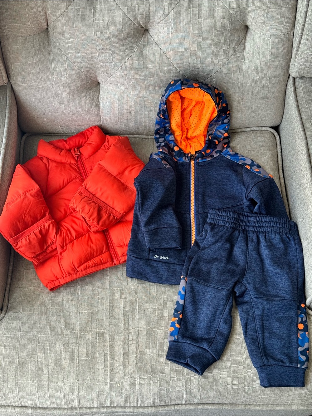 3-6 month Baby Boy Athletic Works Track Suit with Wonder Nation Puffer Jacket